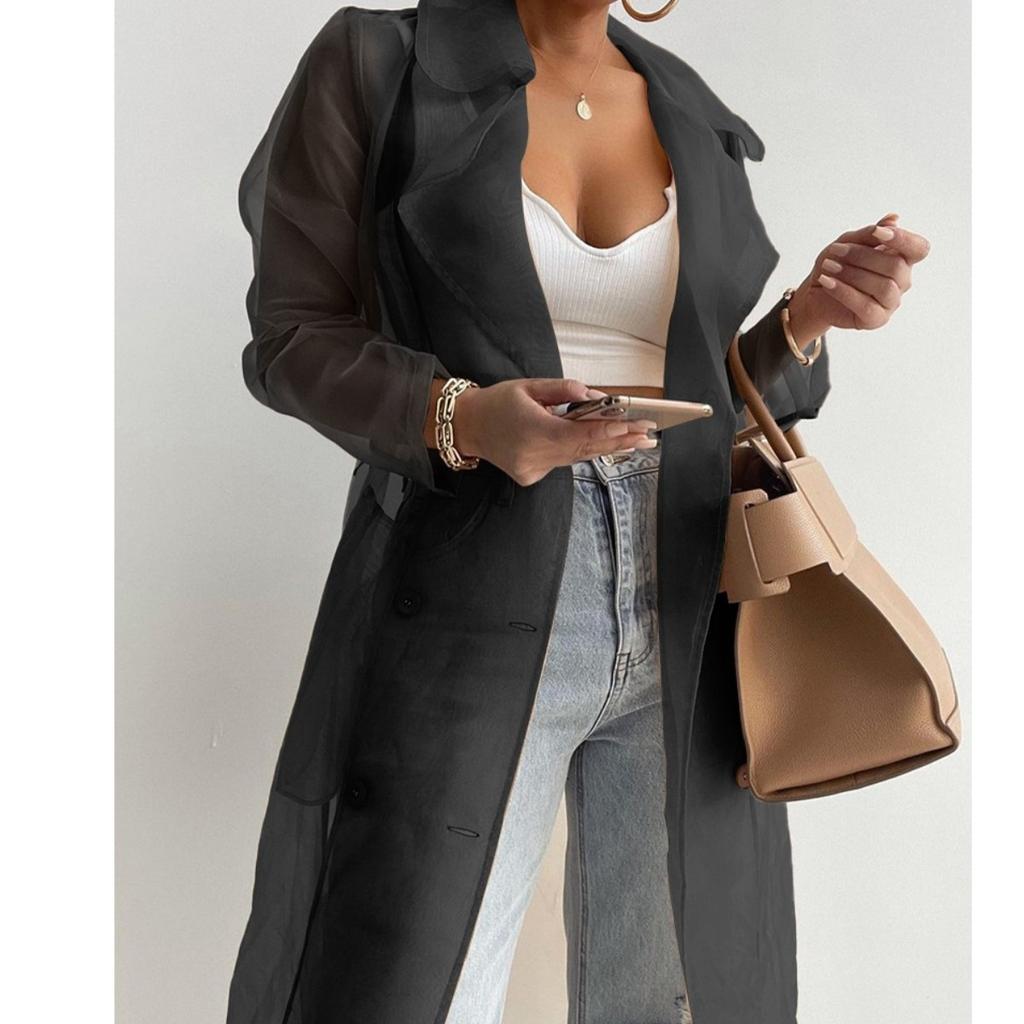 Ζακέτα με φανάρι μεσαίου μήκους πουκάμισο Φαρδύ γυναικείο πουκάμισο Μακρυμάνικο πουκάμισο Γυναικεία casual Top γυναικεία ρούχα