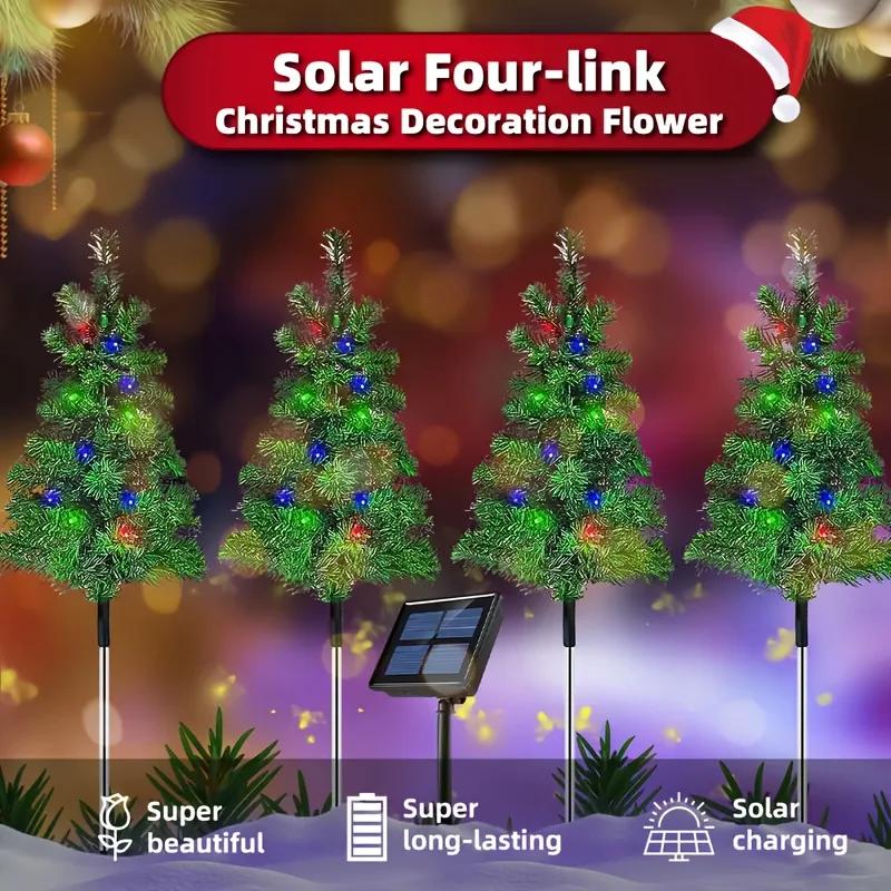 Solar Christmas Tree Simulation Light Outdoor Waterproof LED Lawn Garden Patio Porch Landscape Decorative Lamp for Holiday Party