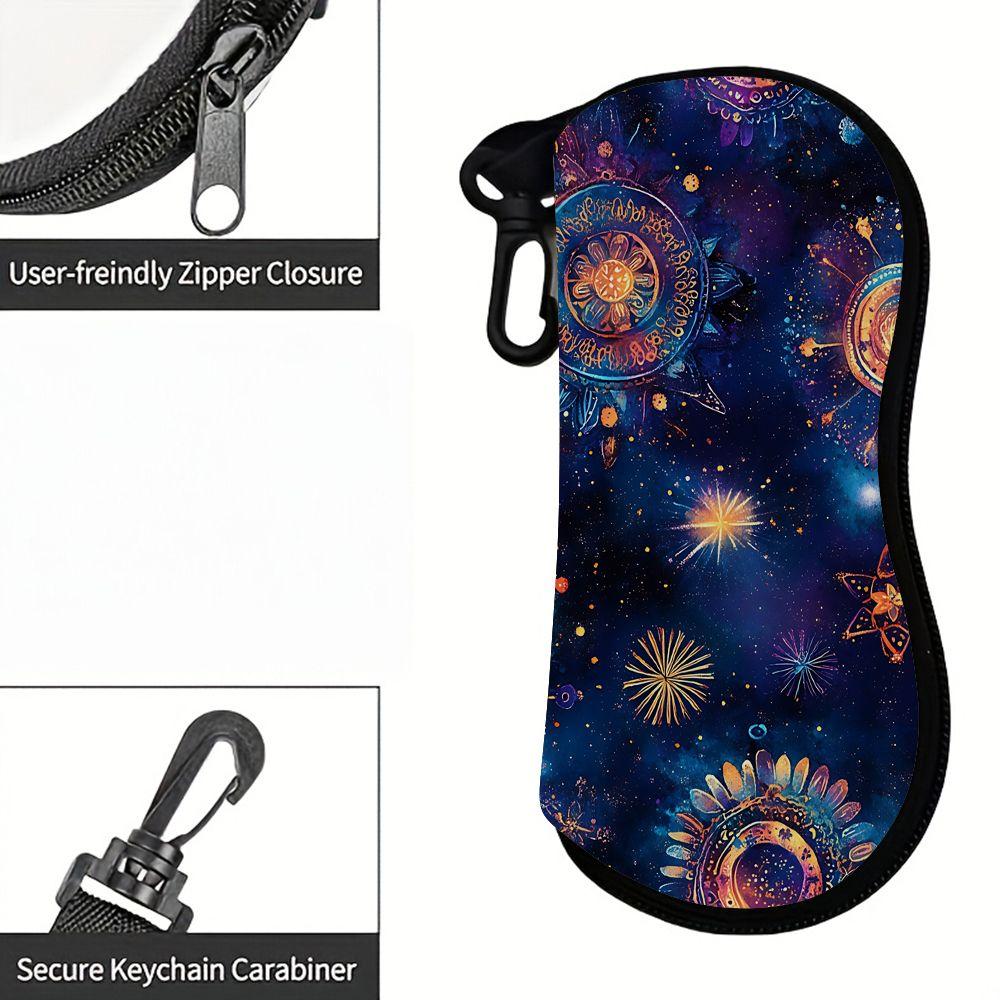 2D-Celestial Galaxy Mandala Print Eyewear Organizer, Sunglasses Case, Soft Protective Spectacle Pouch, Portable Travel Accessories for Women