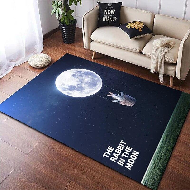 

Килим із малюнком із зображенням кролика-космонавта для вітальні Килим великої площі Чорний м’який килим Килимки для прикраси дому Бохо-килимки для пікніка 40x60cm(15x23 in)