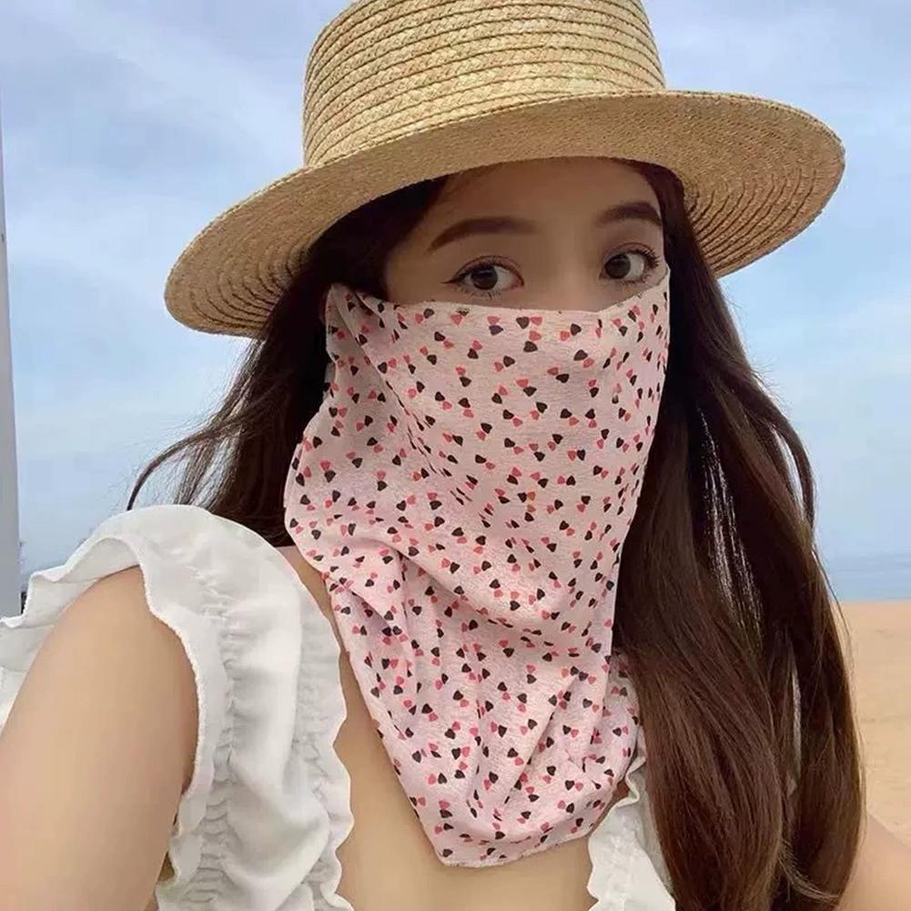 Flowers Summer Sunscreen Mask Full Face Ultraviolet Female Thin Section Cover Face Veil Mask Neck Neck Protector