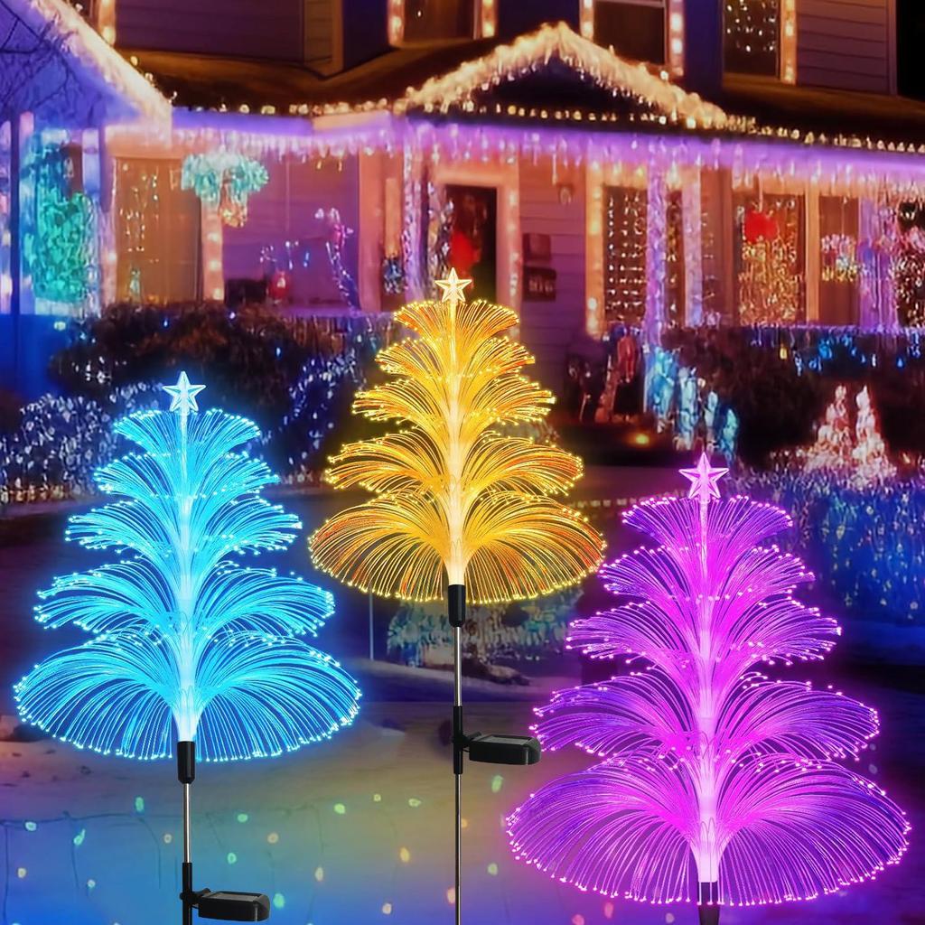 Colorful Solar Fiber Optic Jellyfish Garden Light - Outdoor Lawn and Courtyard Decoration