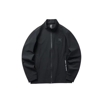 Anta Basketball Series Logo Print Zip-Up Stand Collar Jacket Men Jacket Black 152211712-2