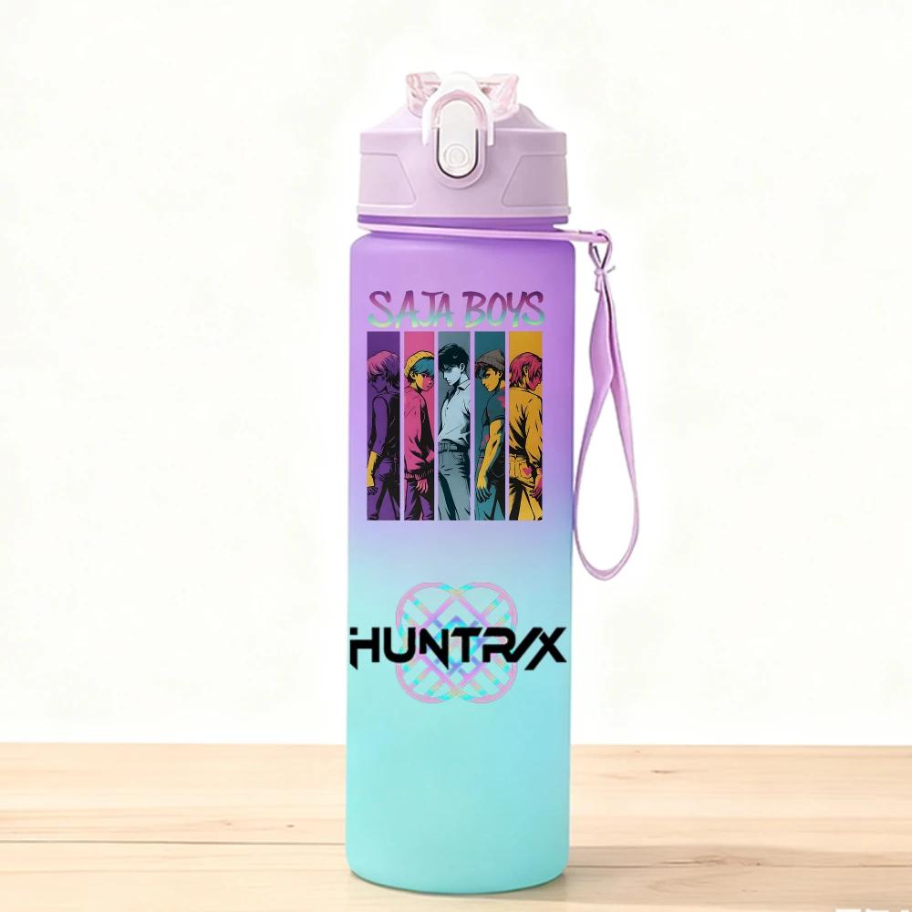 750ML KPop Demon Hunters Sport Water Bottle Adorable Cartoon Anime Plastic Cup Portable Cold Drink Box designed for Children Children