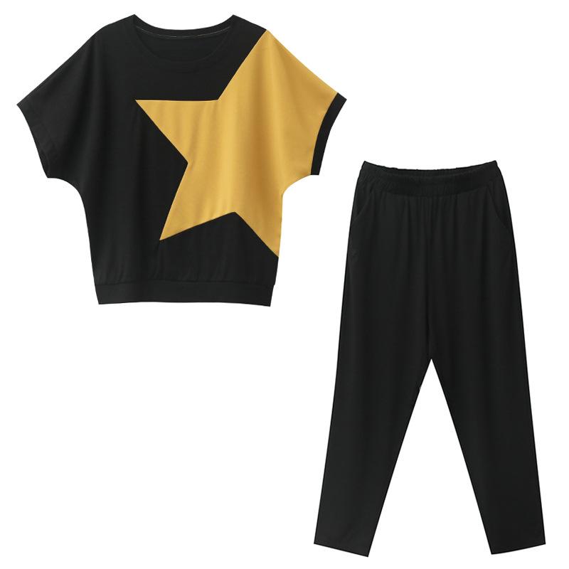 Set of Summer Women's Clothing with Short Sleeves, Stylish and Youthful, Slimming and Reducing The Appearance of Age, Two-piece Set for Women
