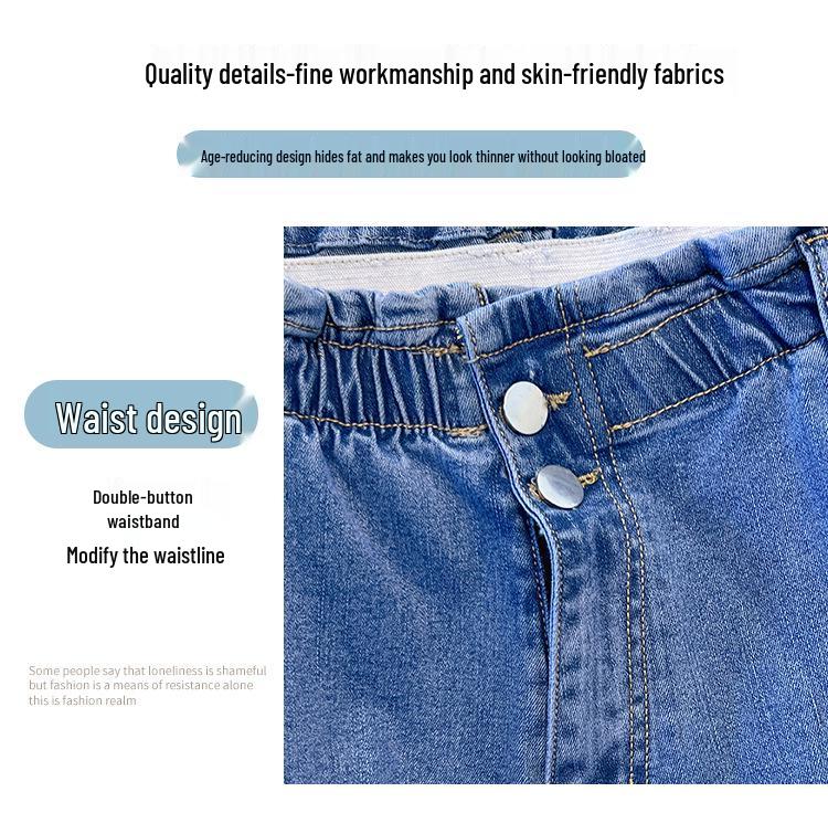 Super Size High Waist Summer Loose Fit Plus-Size Denim Shorts 3188