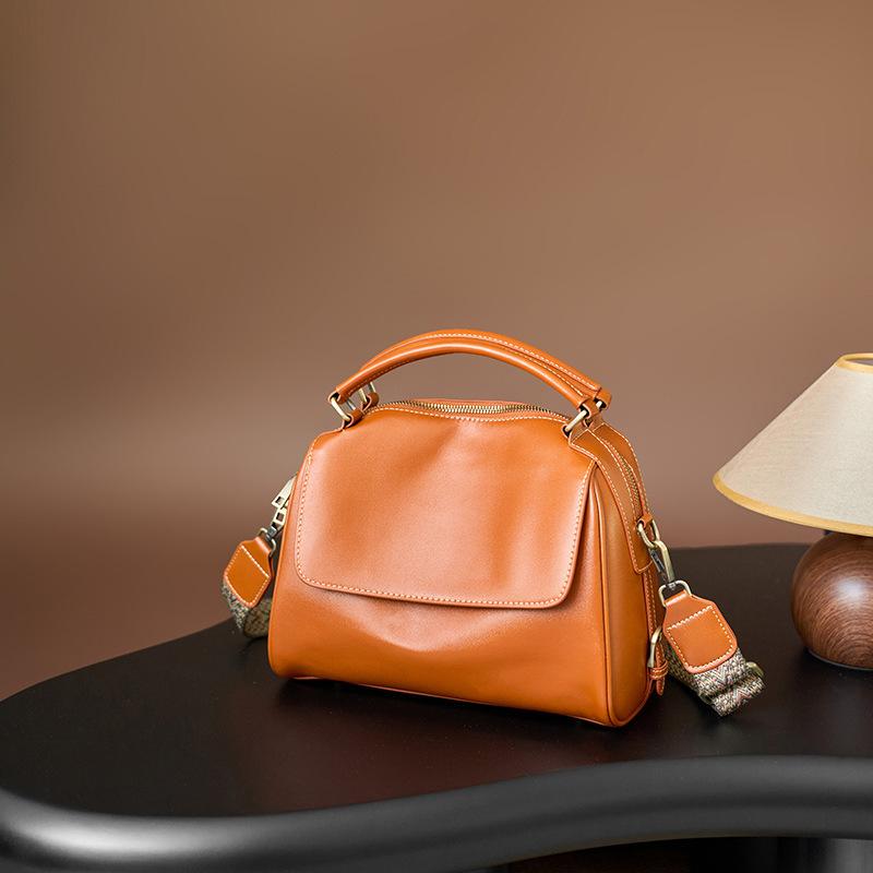 Weiche Leder Tasche Crossbody Leder Damen Tasche Retro Pflanzlich Gerbtes Leder Boston Tasche Live Tragbar Umhängetasche 780