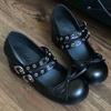 Design shoes women's spring thick heel ballet bow heightening versatile punk Mary Jane shoes women's ballet academy style