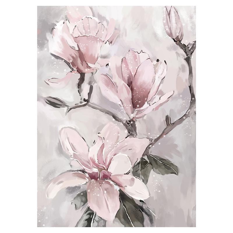 

Nordic Print Wall Pictures Watercolor Pink Flowers Poster Wall Art Canvas Painting Modern Home Decor 21cm x 30cm No Frame