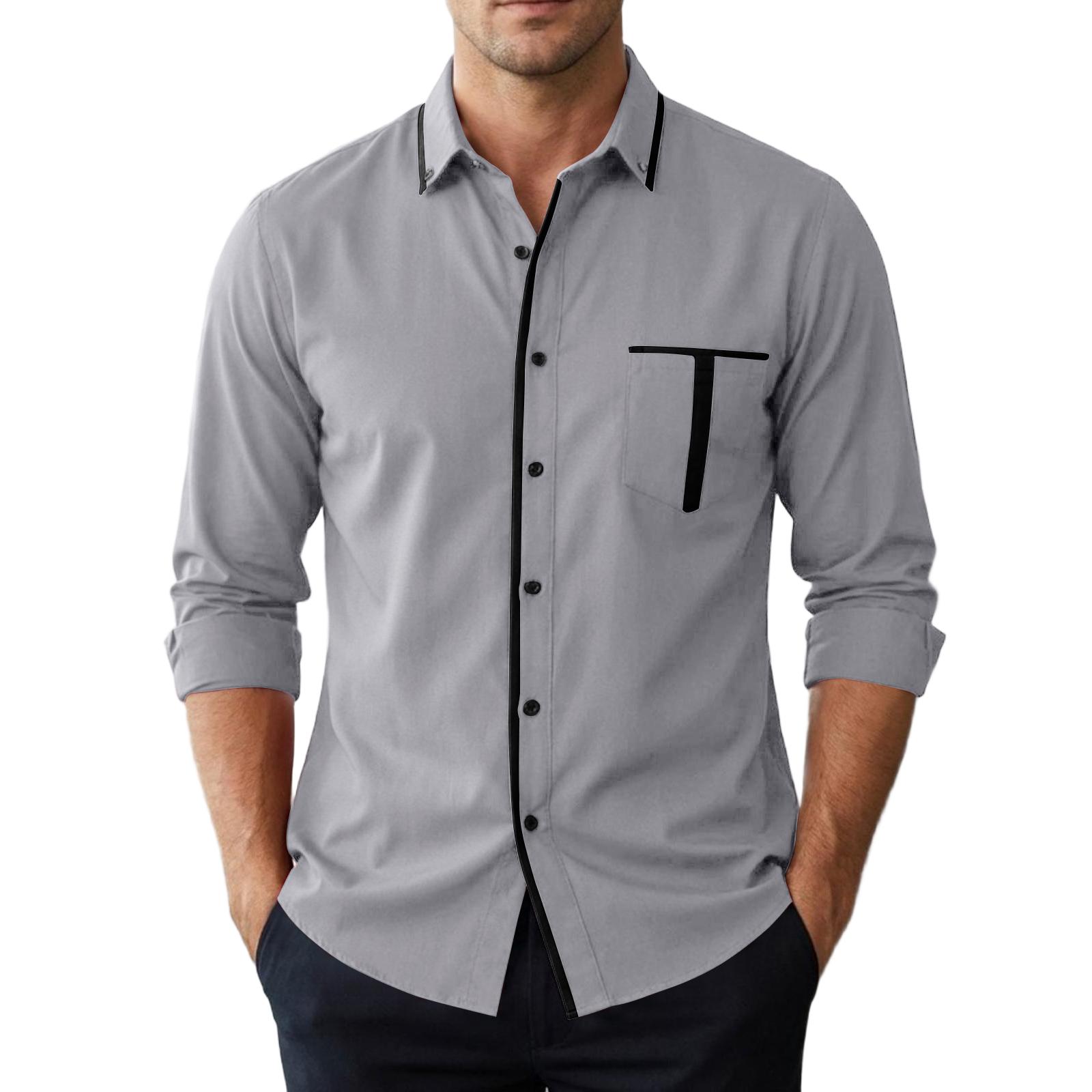 

Men s Long Sleeve Dress Shirts Collared Button Down Business Work Shirt M