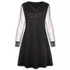 Tooxika Women's Long-sleeved V-neck Sequined Mesh Stitching Pullover Dress Female Sexy Dress