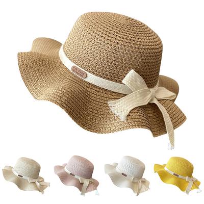 Big Brim Baby Girl Hat Summer Beach Kids Sun Caps for Girls Accessories Adjustable Princess Bows Children Bucket Hats 2-8Y