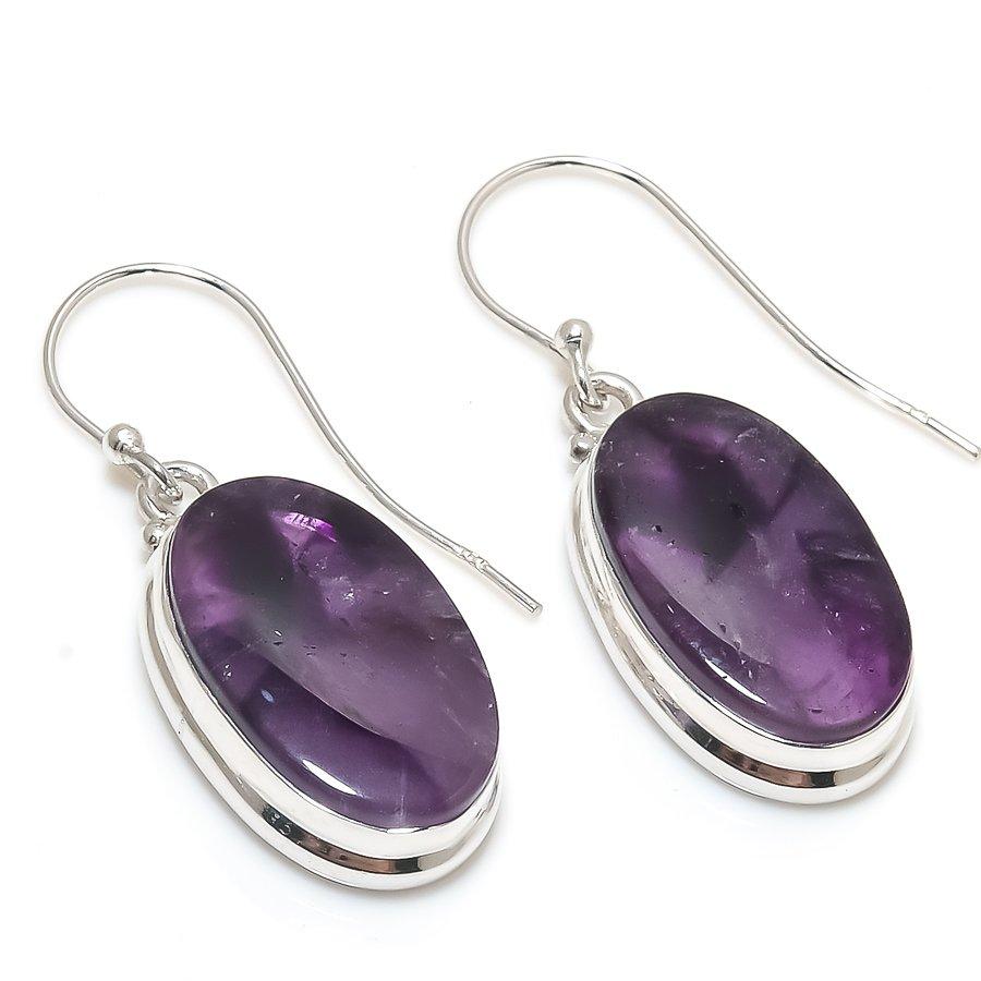 Boucles D'oreilles Argent Sterling Avec Améthyste Naturelle – Dormeuses – Marque ROSEMIMOSA