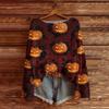 Women's Casual Long Sleeve Halloween Print Knit Pullover Top with Round Neck