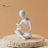 Frosted Stone Surface Figure 3D Printed Bookshelf Decor Thinker Statue, Abstract Art Ornament, Reading Sculpture, Aesthetic Cross-legged Reader