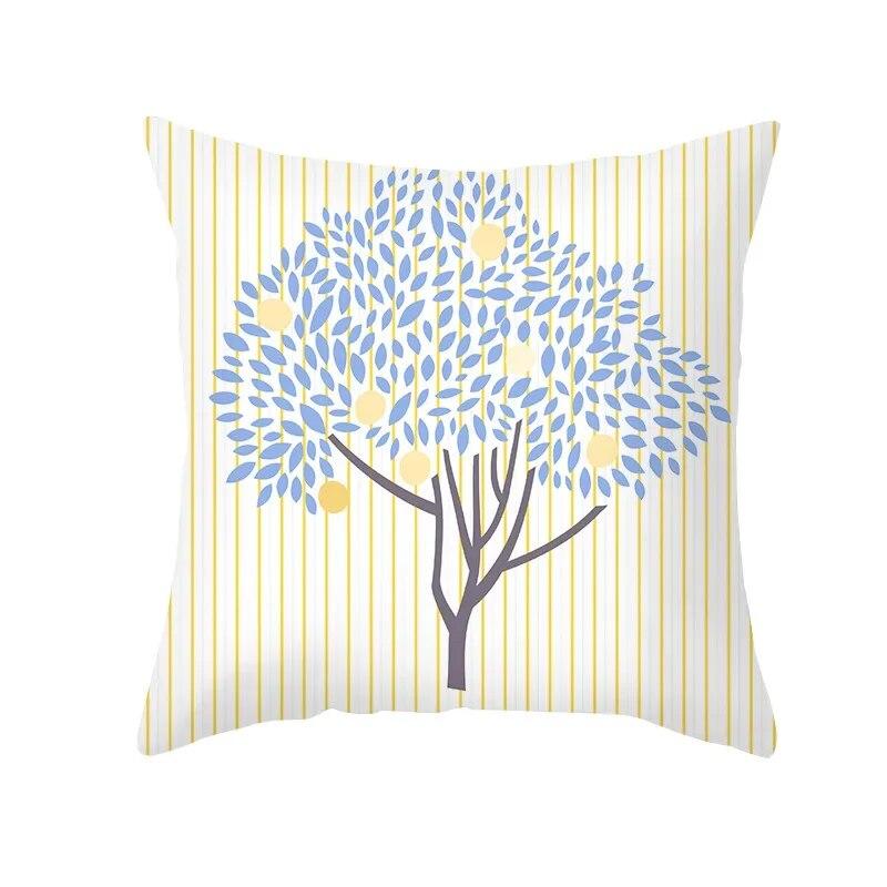 Office Green Tree Cushion Cover Living Room Luxury Pillow Nordic Style Small Fresh Yellow Leaf Pillowcase