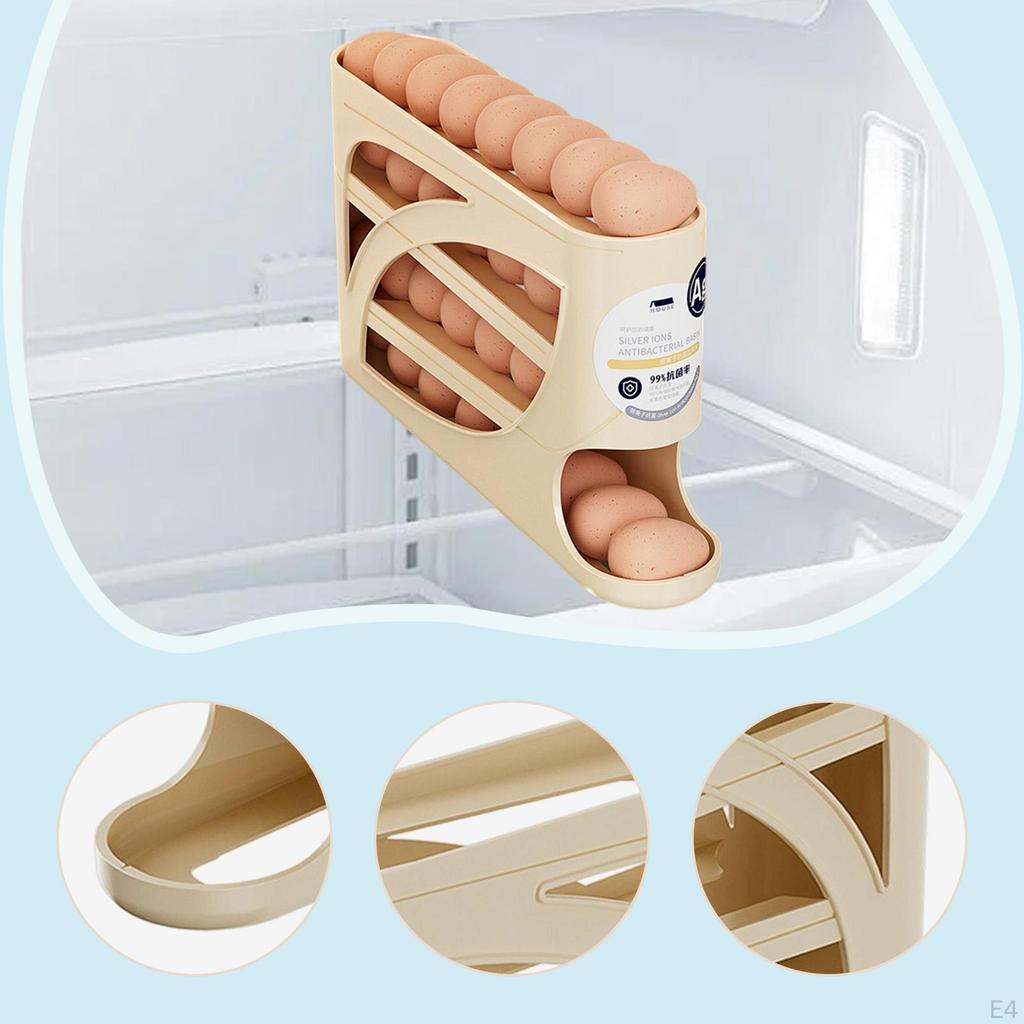 Egg Holder for Fridge 4 Tier Eggs Roller Organizer Auto Rolling Container Cabinet