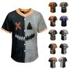 Men's Short Sleeve Halloween Print Casual Button Down Shirt for Everyday Wear