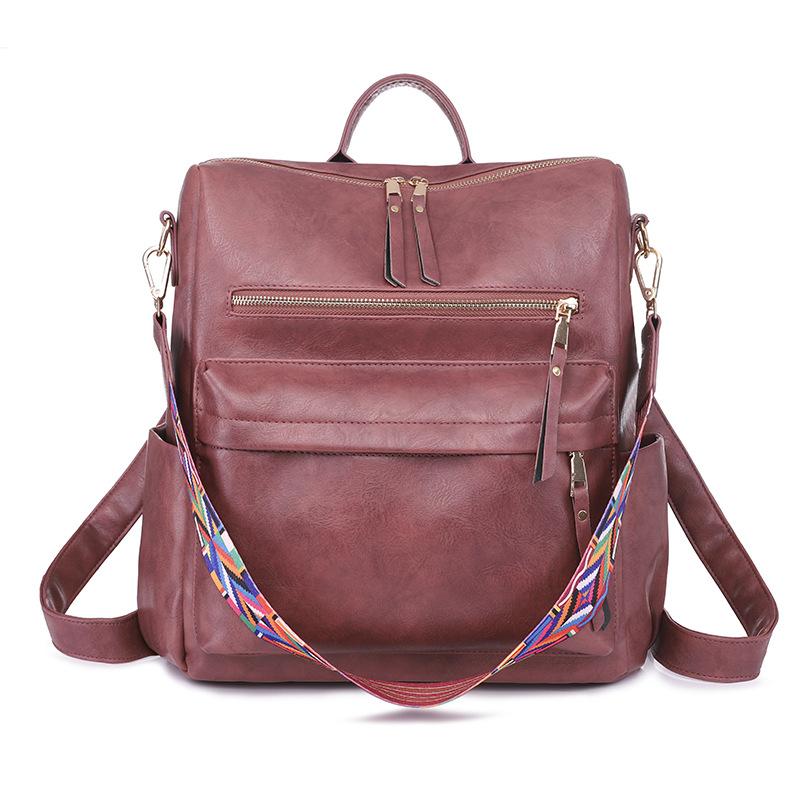 Women's Fashion Trendy Backpack Retro PU Bag Travel Backpack