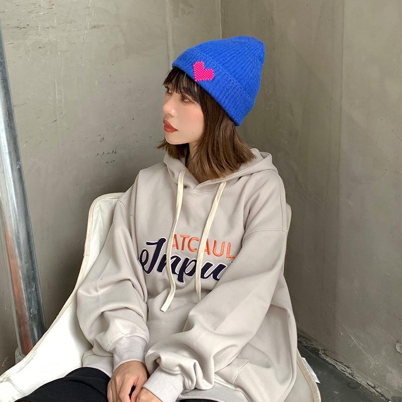 Knitted Hat Female Autumn and Winter Student Versatile Ear Protector Warm Cone Top Hat Couple Wool Hat Pullover Hat
