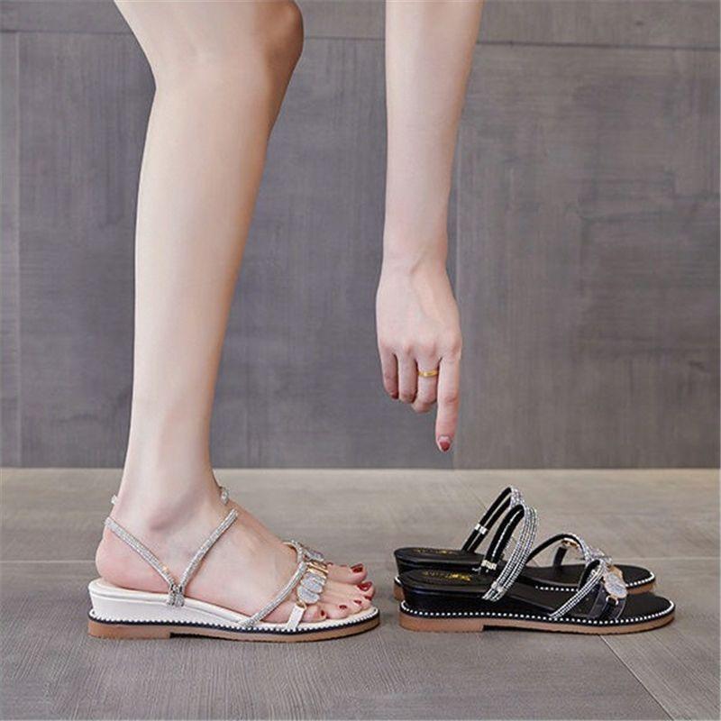 Rhinestones Open Toe With Medium Heels Sandals for Women The Best On Sale Anti Slip Hot Comfortable and Elegant Chic Woman Shoes