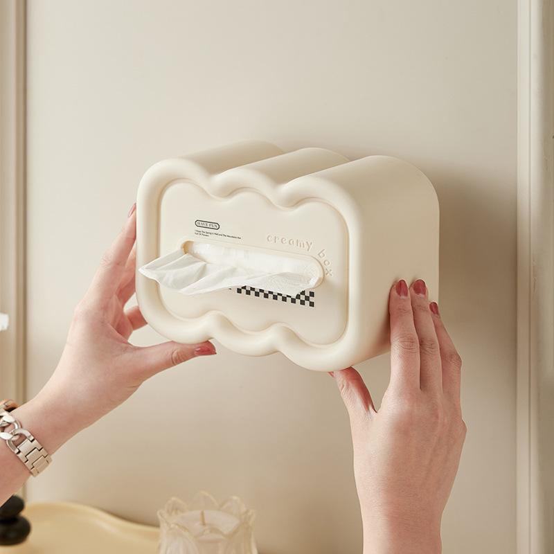 Wall-Mounted Tissue Box for Home Use Living Room & Bathroom French Style Cloud Paper Towel Dispenser Tissue Holder Storage Boxes