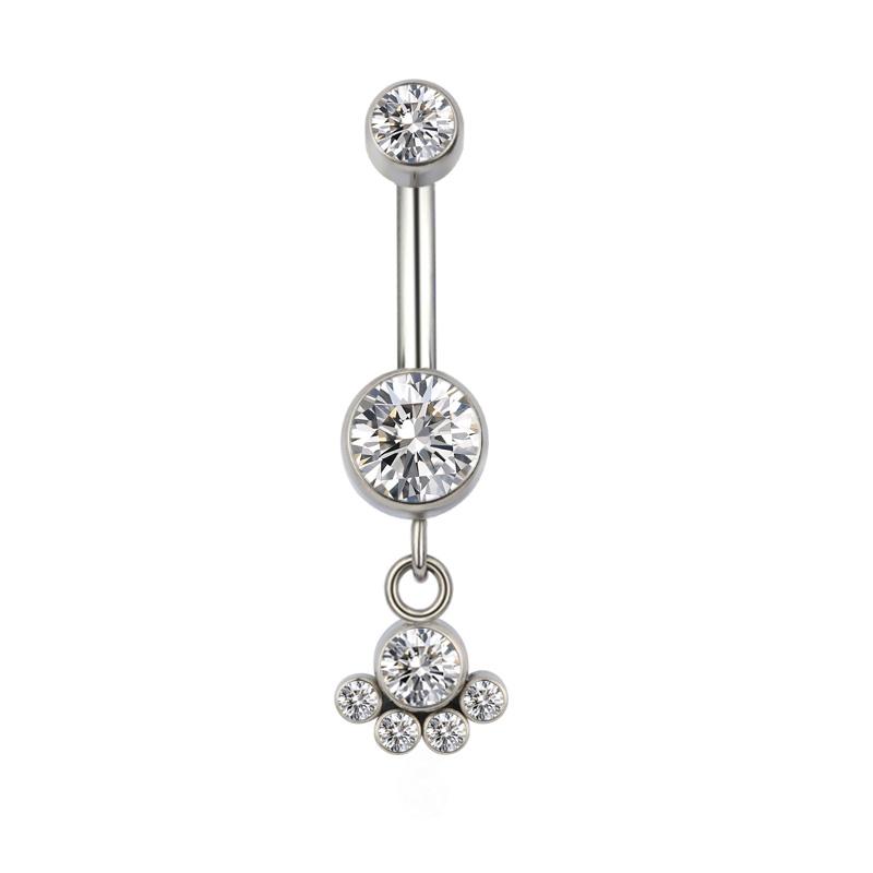 ASTM F136 Titanium PIERC Pendant Curved Navel Barbell Shiny CZ Sexy Belly Dance Earrings Bellybutton Helix Body Piercing Jewelry