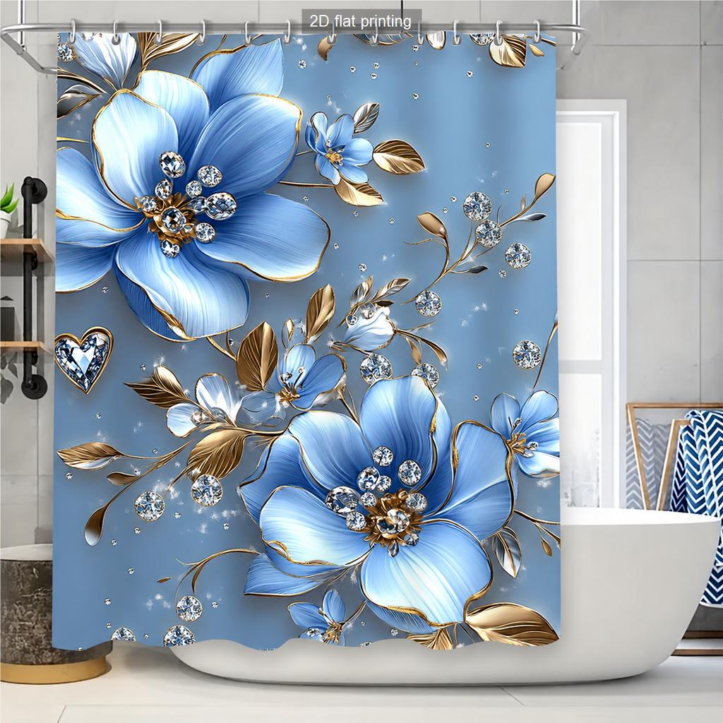 Winter Forest Floral Abstract Print Polyester Shower Curtain Bathroom Decor Bathtub Curtain with Hooks Multiple Designs