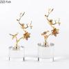 Golden Branches and Birds Ornaments Crystal Base Desk Decoration Crafts Gold-plated Flower and Bird Statue Room Aesthetic Decor