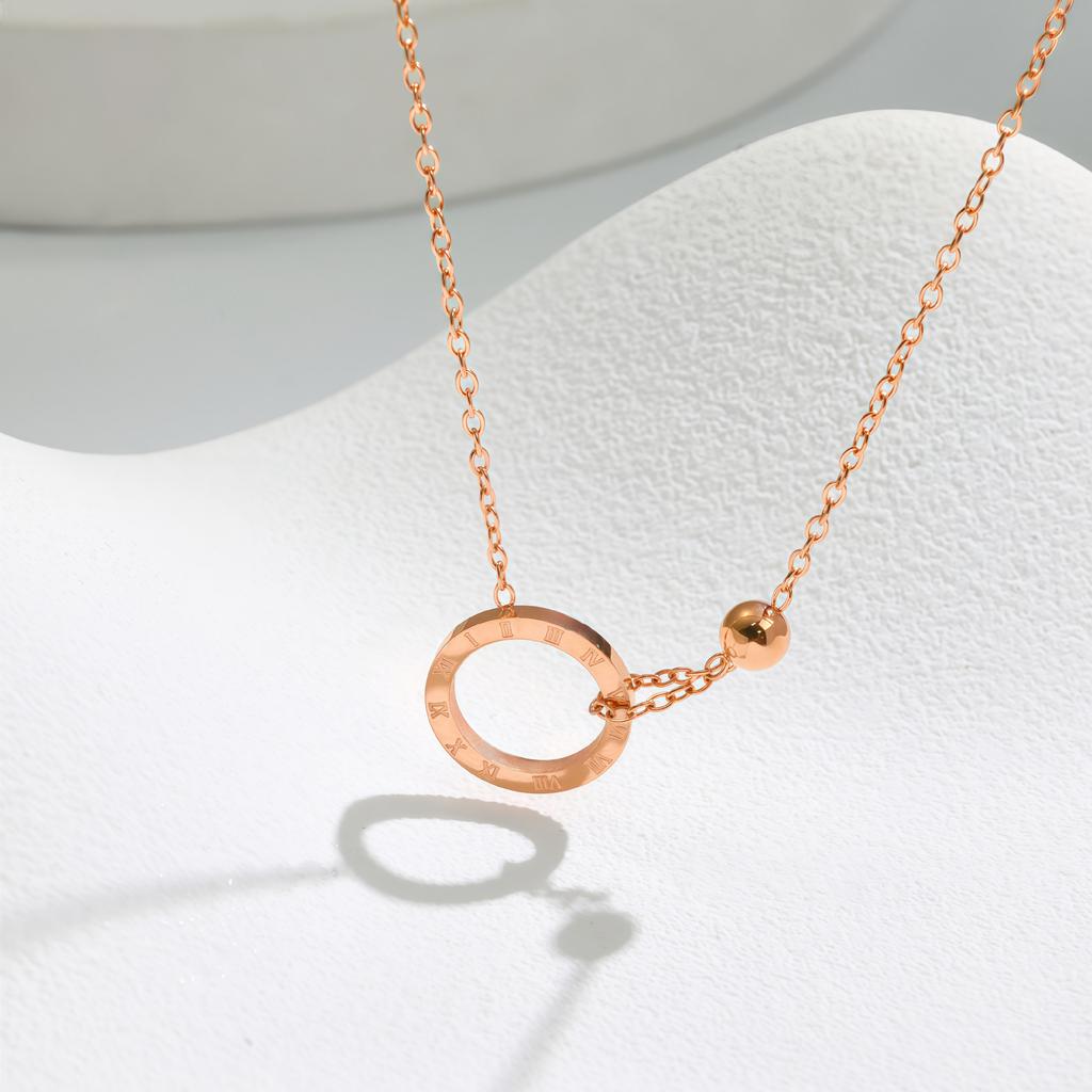 Cold Wind Roman Small Gold Ring Necklace Titanium Steel Collarbone Chain Women'S Niche Design Does Not Fade