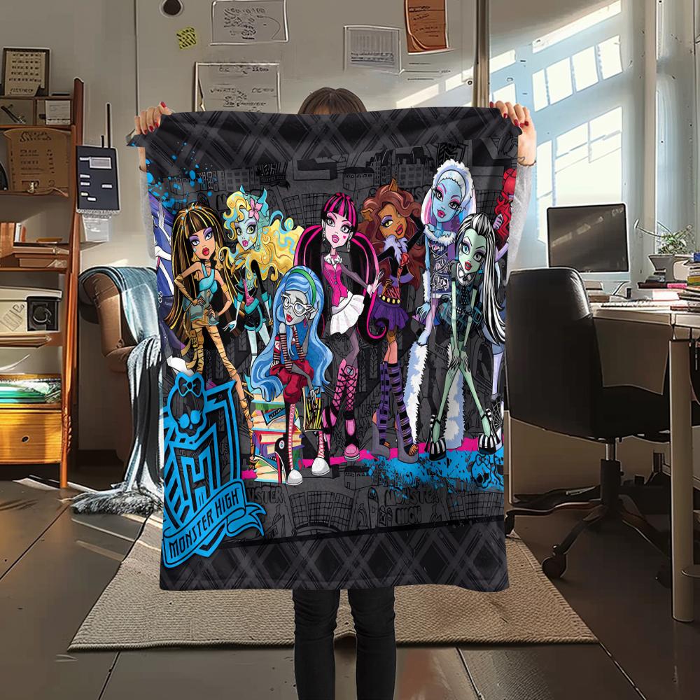 1 Stück Monster High Druck Flanelldecke, Hohe Qualität, Bequem für alle Jahreszeiten, Heimdekoration, Wärme und Komfort, Perfekt für Weihnachtsgeschenke