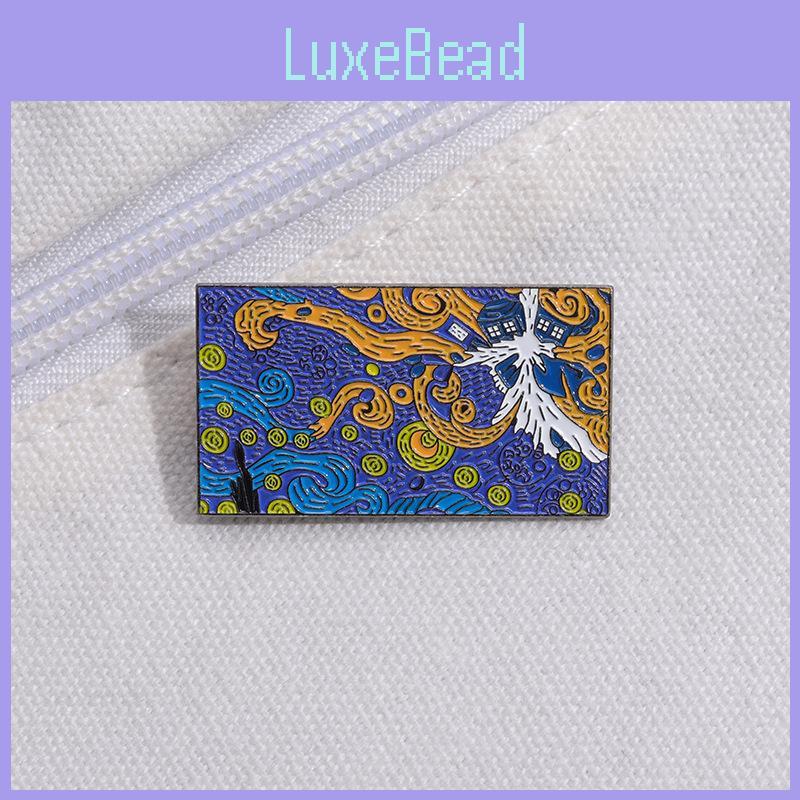 Abstract Oil Painting Inspired Van Gogh Starry Night Cartoon Style Brooch For Unique Fashion Statement