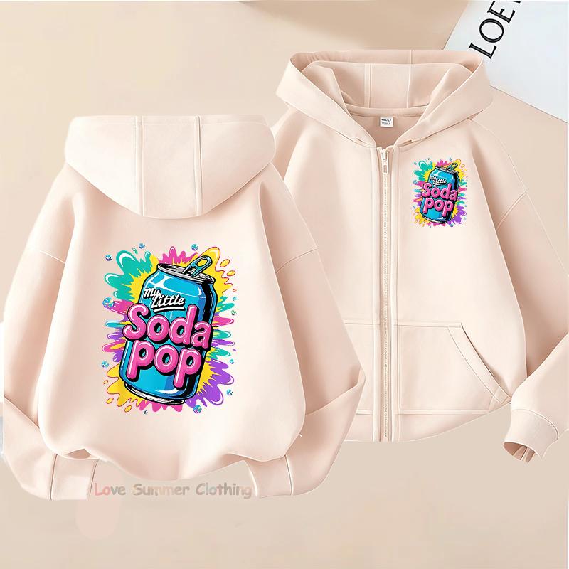 Thin jacket spring My Little Soda Pop Zip Up Hoodie Kid Streetwear Childrens Hoodie Zipper Sweatshirt Girls Boys Hoody 100 хаки