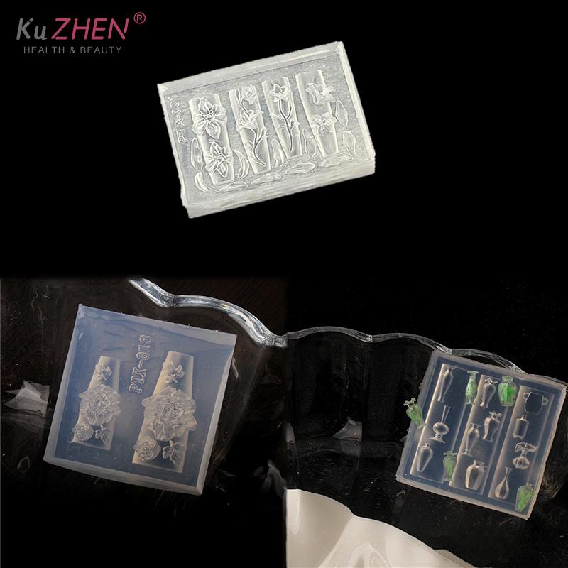 1Pc Nail Art Soft Silicone Flower Relief Mold 3d Carving Curved Template Tools Art Supplies Nail Art Charms Accessorie For Salon