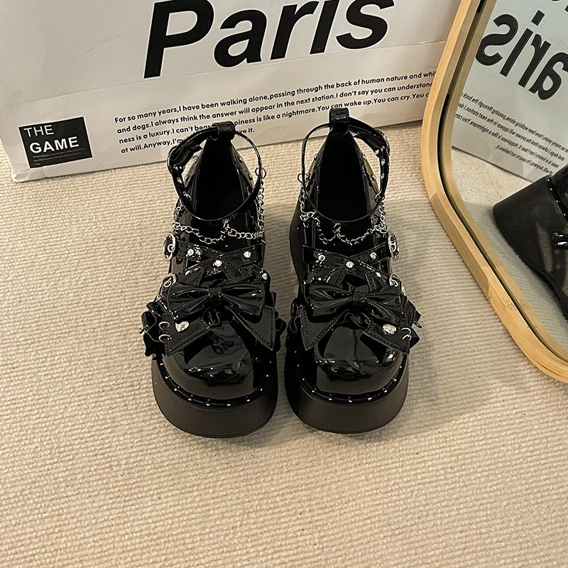 Punk Y2K Sweet Cool Girl Thi Bot Round Head Single Shoes Women's Fashion Flats High Heel Spring Summer New Arrival
