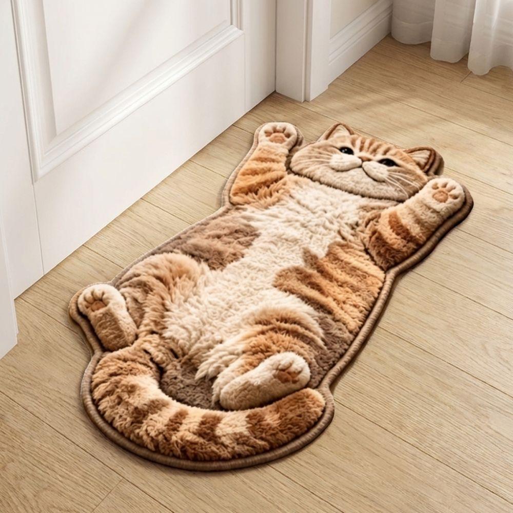 Anti-fouling Home Decor Carpet 2D Cartoon Carpet Cute Cat-Shaped Area Rug Living Rooms