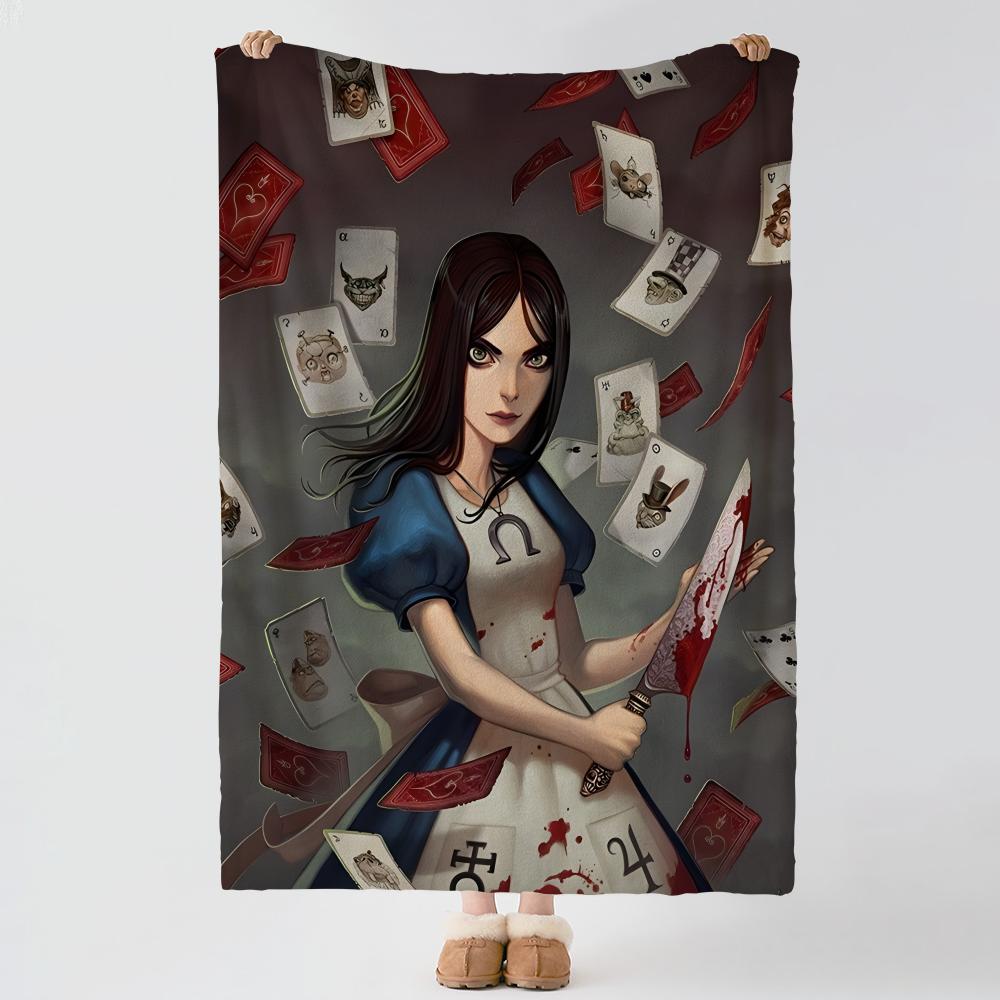 Game A-Alice Madness Returns-S Throw Thick Comfort Flannel Quilt, Multi-scene Use Indoor Outdoor Daily Nap
