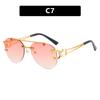 Rimless toad glasses driving sunglasses leopard sunglasses European and American retro trimmed double beam sunglasses men and women
