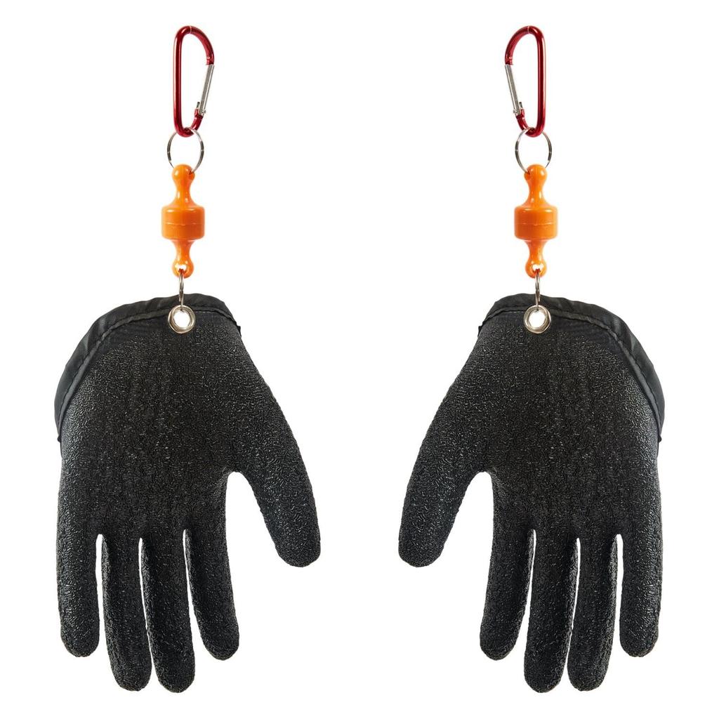 Non-slip, cut-resistant fishing gloves with magnetic hook, polyester construction, perfect for fishing and fishing gear, easy to carry (left hand