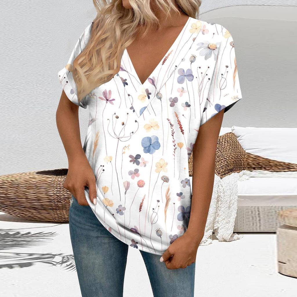 T Shirts Short Sleeve V Neck Tees Womens Fashion Tops Trendy Lightweight Soft Casual Summer Outfits