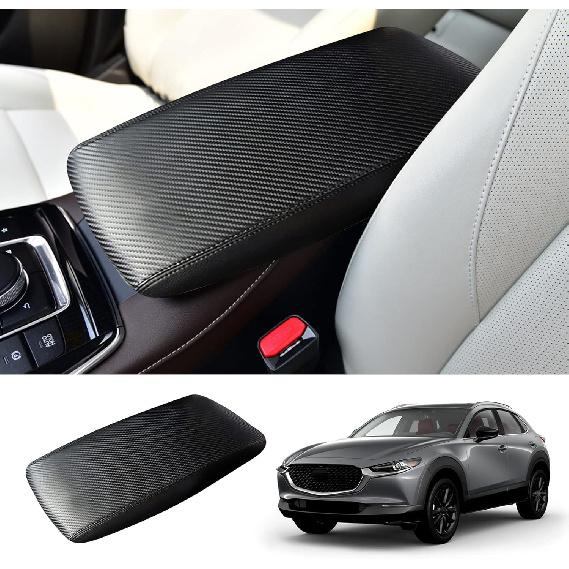 for 2020-2025 2026 Mazda CX-30 Center Console Cover, Waterproof&Anti-Scratch Lether Armrest Cover for 2023 2024 2025 Mazda CX30 Accessories чёрный