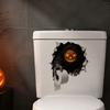 Removable Adhesive Toilet Clings Spooky Crack Ghost Tank Lid Sticker, Halloween Horror 3D Broken Wall Zombie Indoor Scene Setters Seat