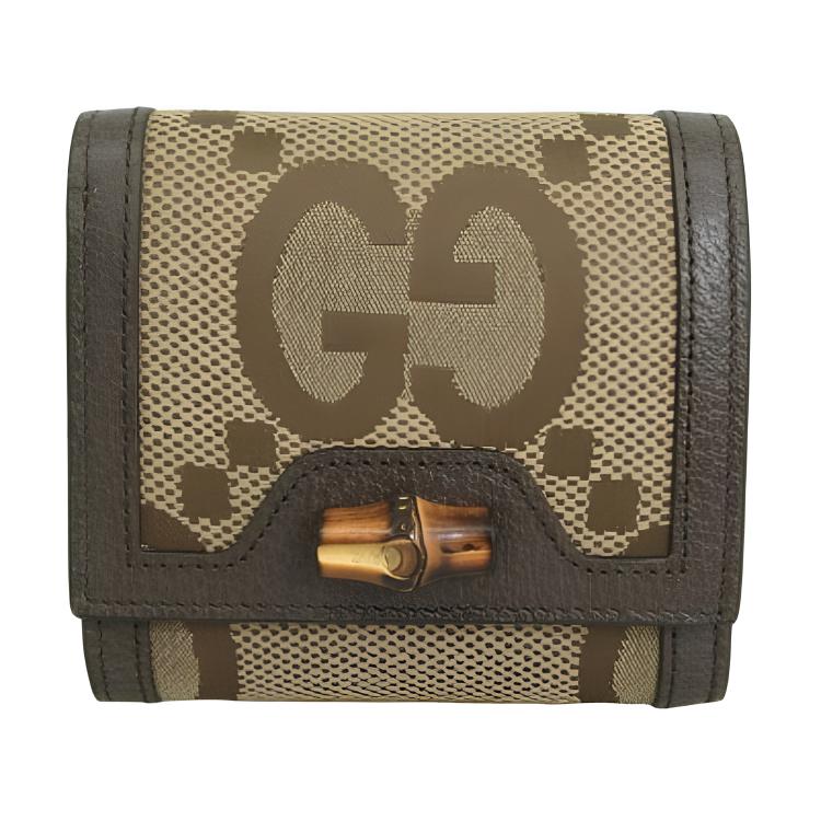 

Gucci Jumbo GG Bamboo Design Canvas Wallet Large Women wallet Brown Beige 658635-UKMBT-2572 Gift Set(Basic Set+Box+Shopping Bag)