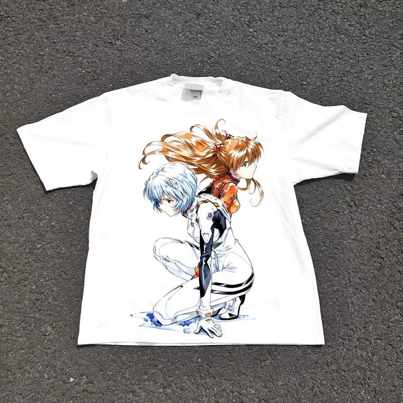 T-shirt unisex in cotone Anime EVA Neon Genesis Evangelion Girocollo Manica corta Estate 2026 Uomo Harajuku Grafiche Rei Ayanami Magliette