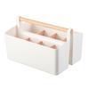 Desktop Plastic Caddy with Wooden Handle Art Supply Organizer Bin with Adjustable Dividers Makeup Basket Storage Tote for Colored Pencils Brushes