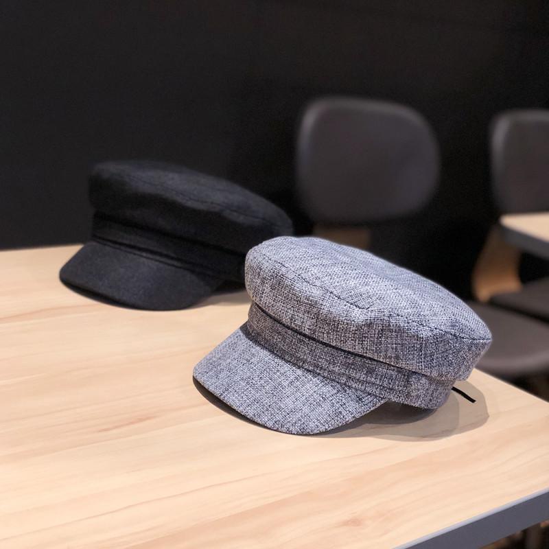 Unisex Vintage Linen Military Cap Breathable Adjustable Newsboy Hat for Daily Outdoor Octagonal Hats