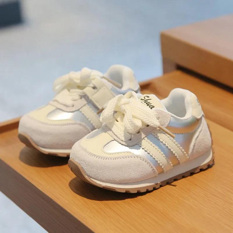 

PU Leather Kid s Sneakers Ergonomics Waterproof Running Sport Shoes For Baby Boys Girl s Running Shoes Children Sneakers 15(inside 11.5cm) срібний
