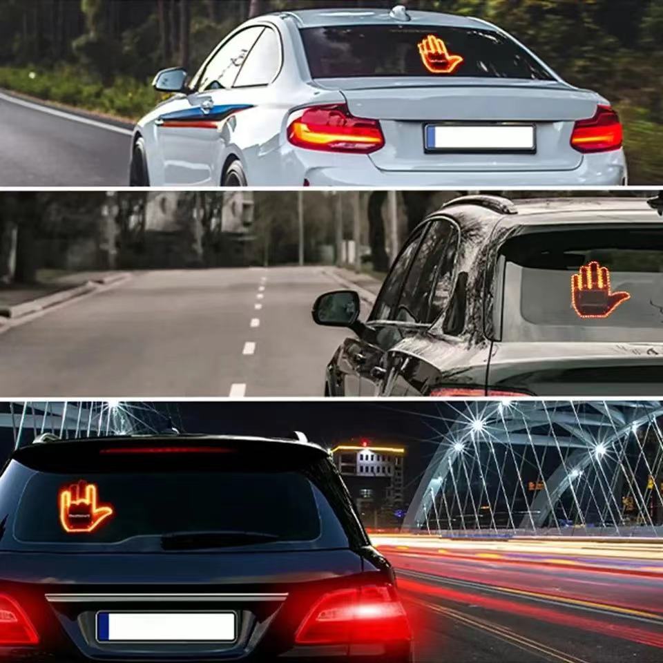1 Set Auto-Fingerlicht mit Fernbedienung Cooles lustiges Auto-Innenlicht Finger Up LED Mittelfinger Handlampe Autozubehör