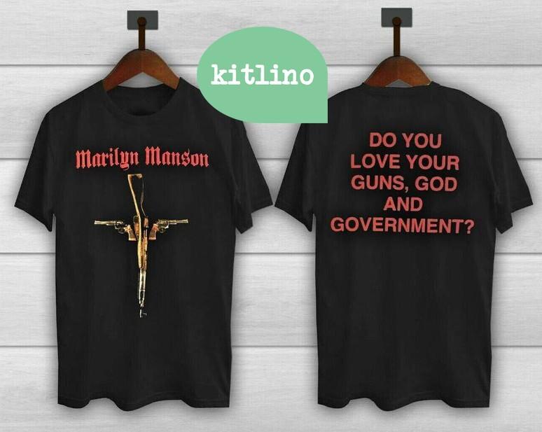 Marilyn Manson 2000 Guns God And Government Tour Двусторонняя Унисекс Футболка B96370 L