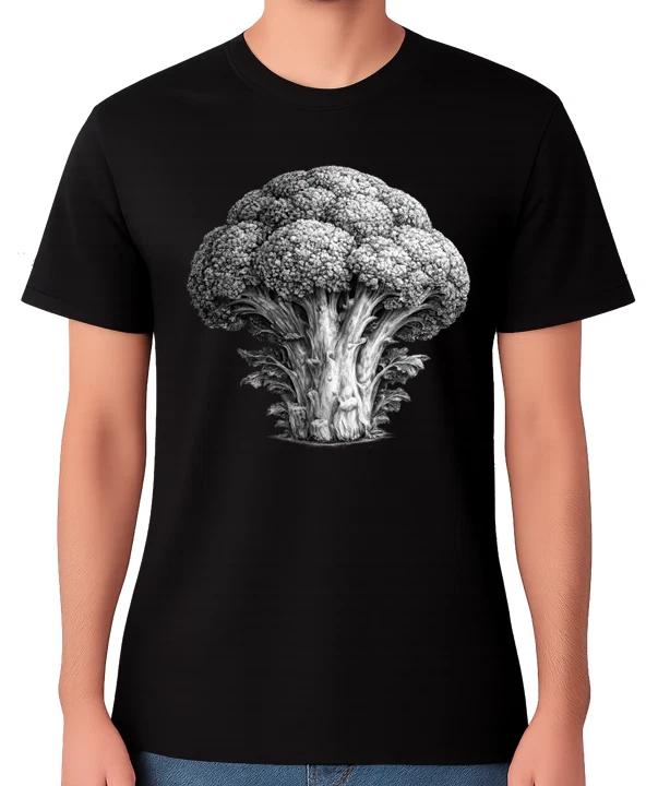 Detailed Broccoli Vegetable Illustration Food Lover Graphic T-Shirt Unisex Tee L
